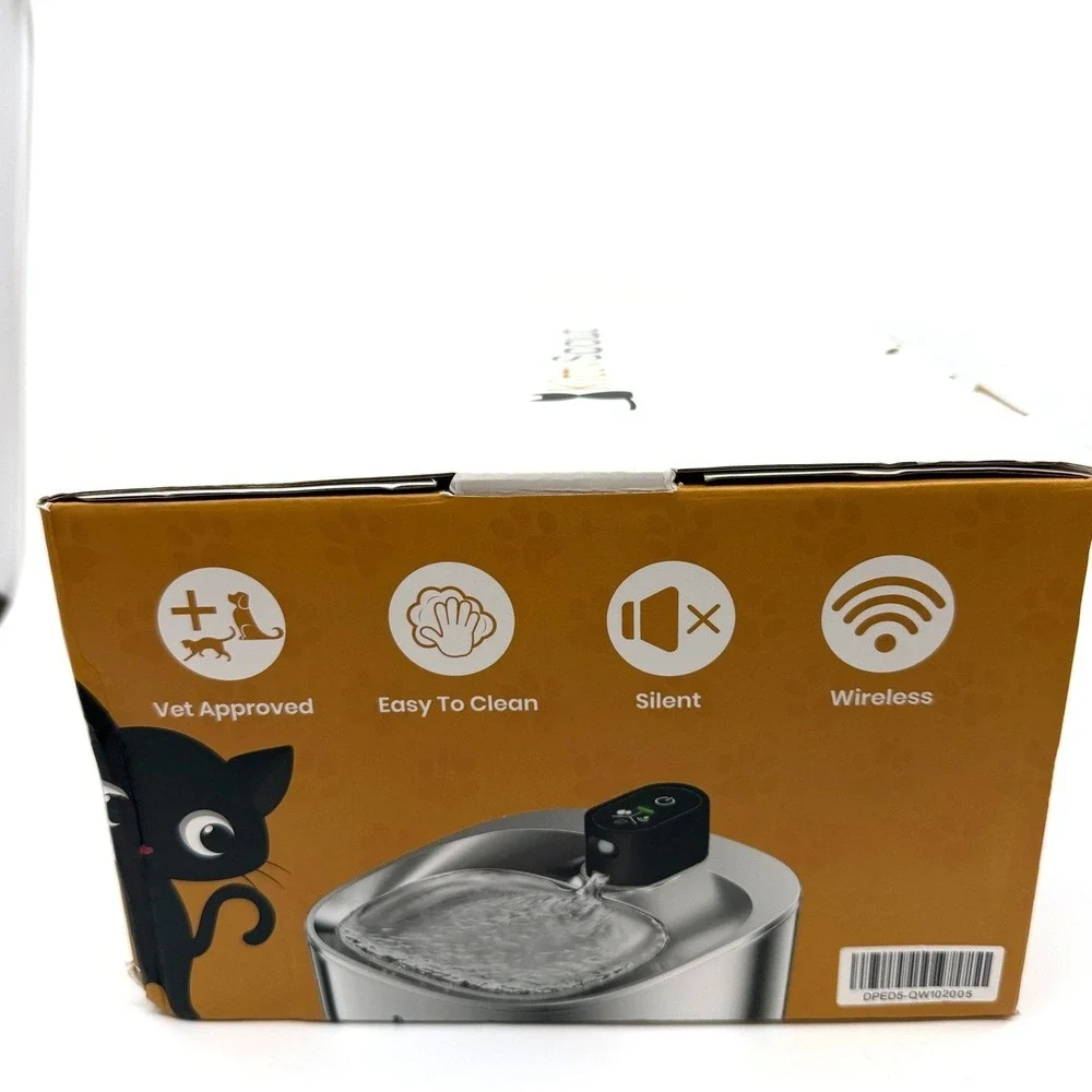 KittySpout Wireless Cat Water Fountain Stainless Steel 4L 135oz Silent Motion